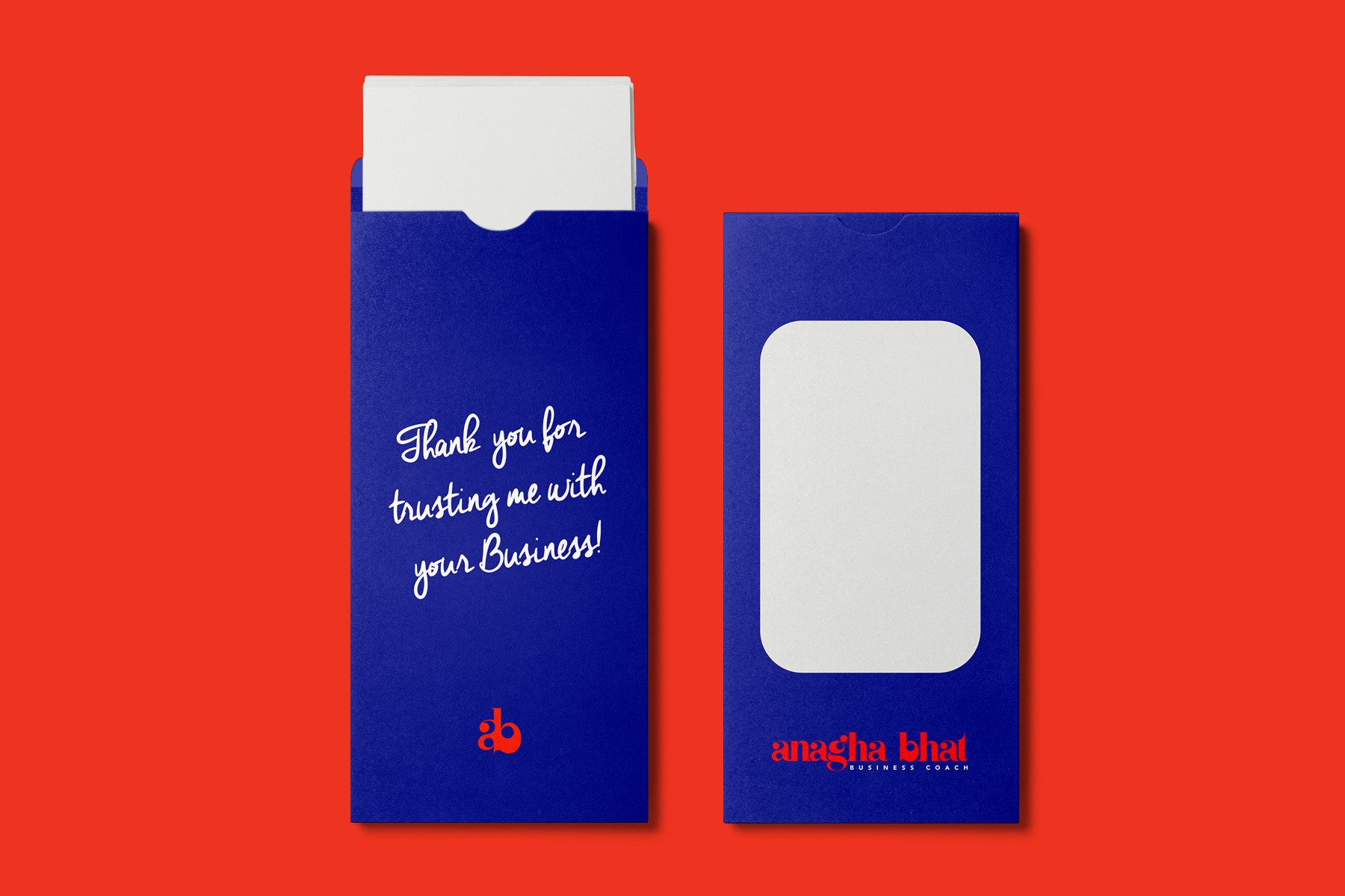 Thank you card and envelope branding design for Anagha Bhat business