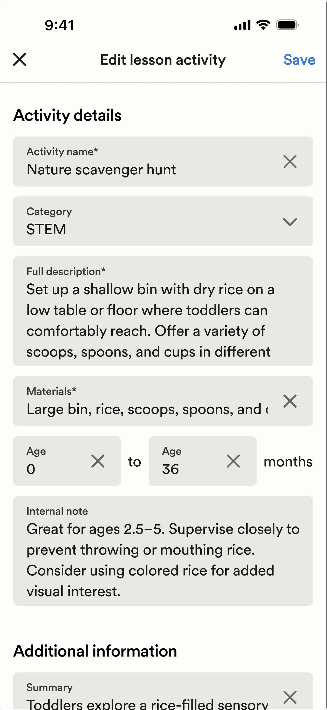 Mobile lesson editor