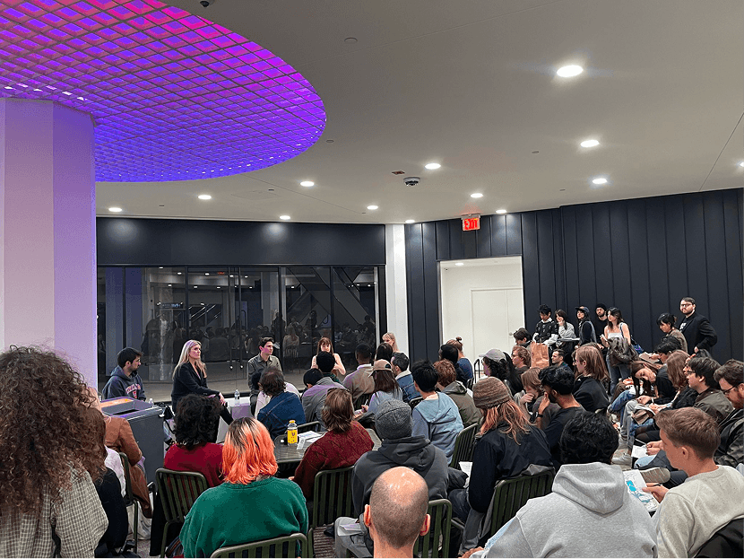 People gathered in a room