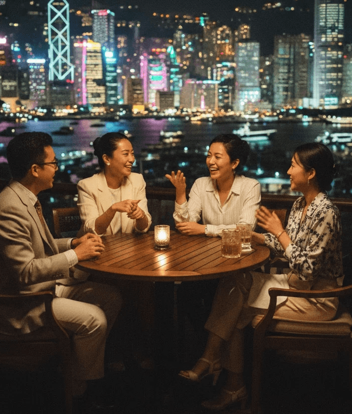 The Royal Hong Kong Club poolside at night during the exclusive Genesis Festival after-hours party