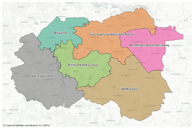Map of neighbourhoods by majority LSOA of registered patients