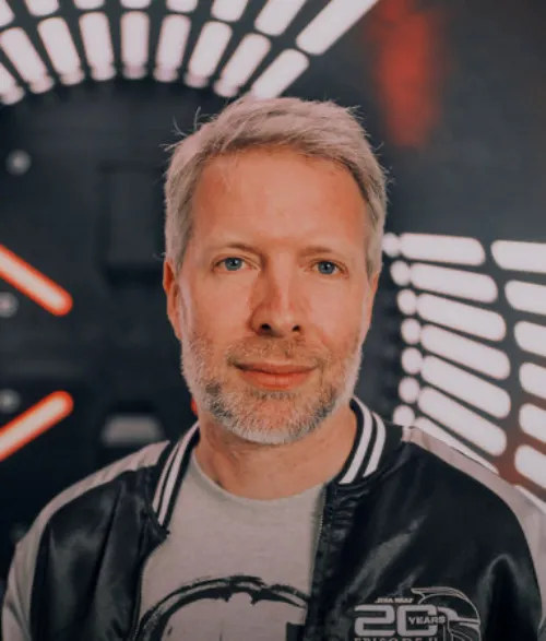 Headshot of author Adam Christopher from Star Wars Celebration