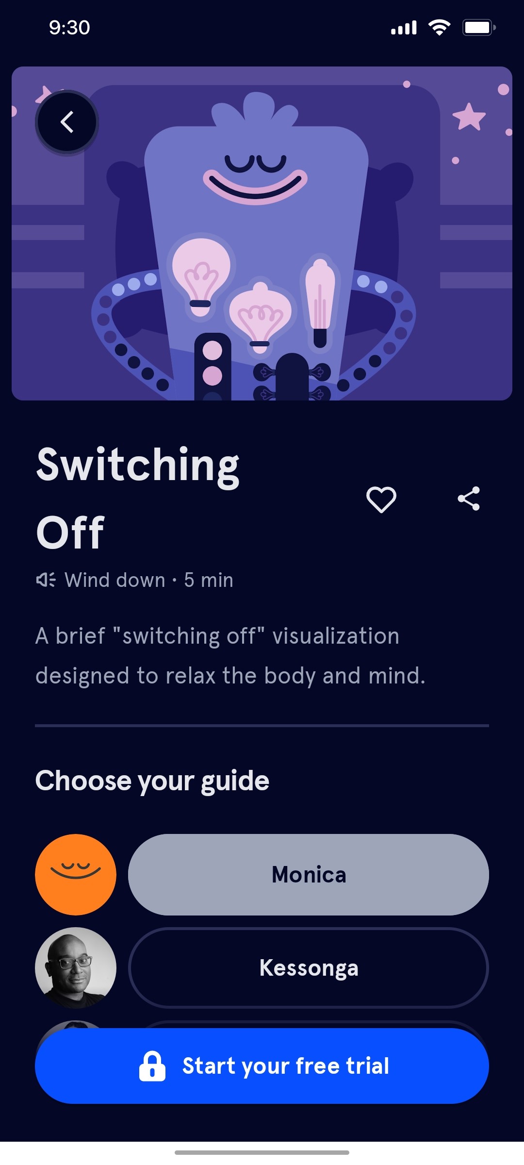 Headspace Switching off screen
