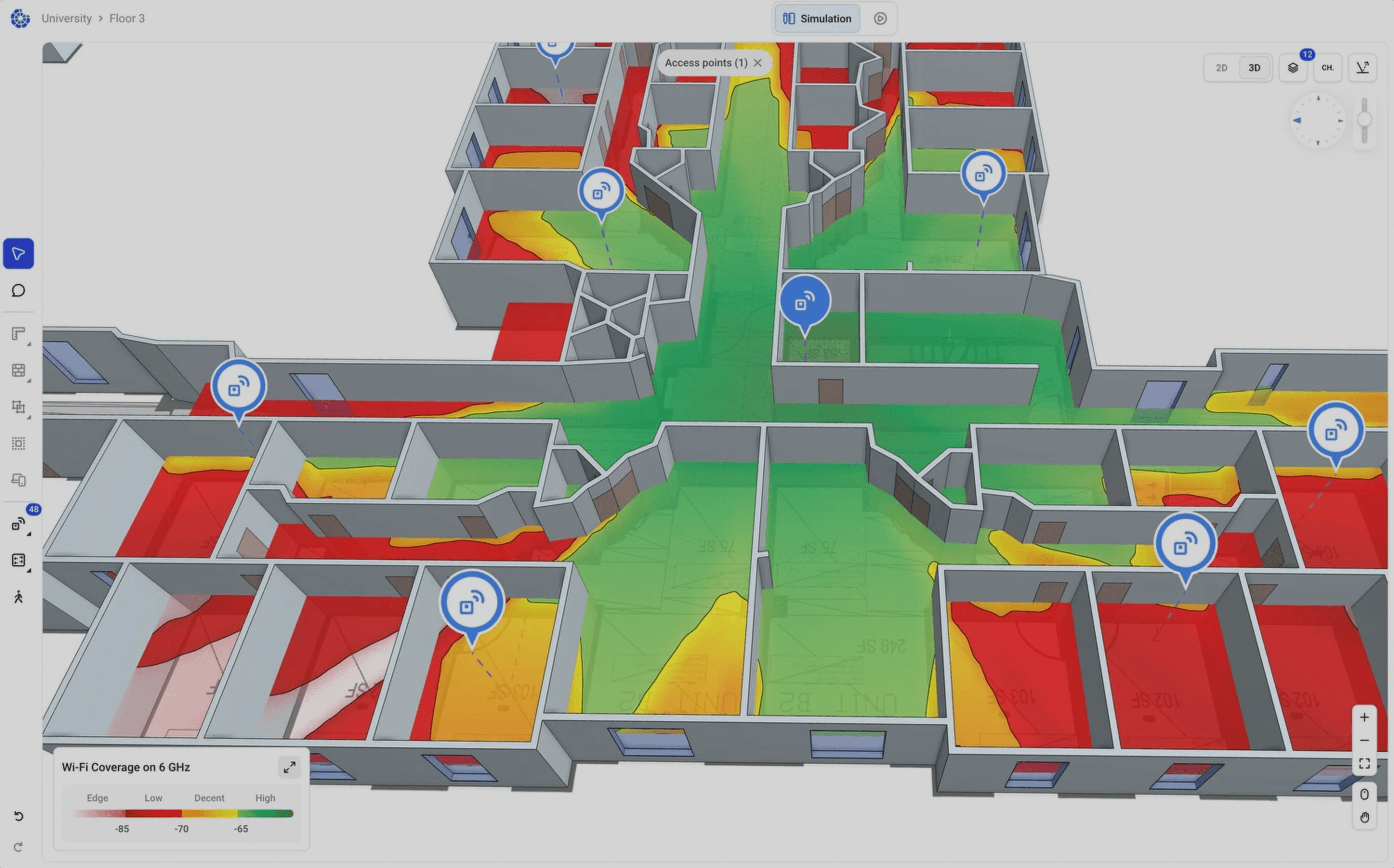 Heatmap Wi-Fi Ekahau — cartographie de couverture réseau par Meltwain