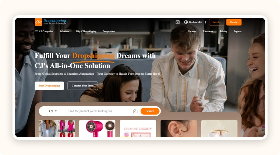 CJdropshipping homepage