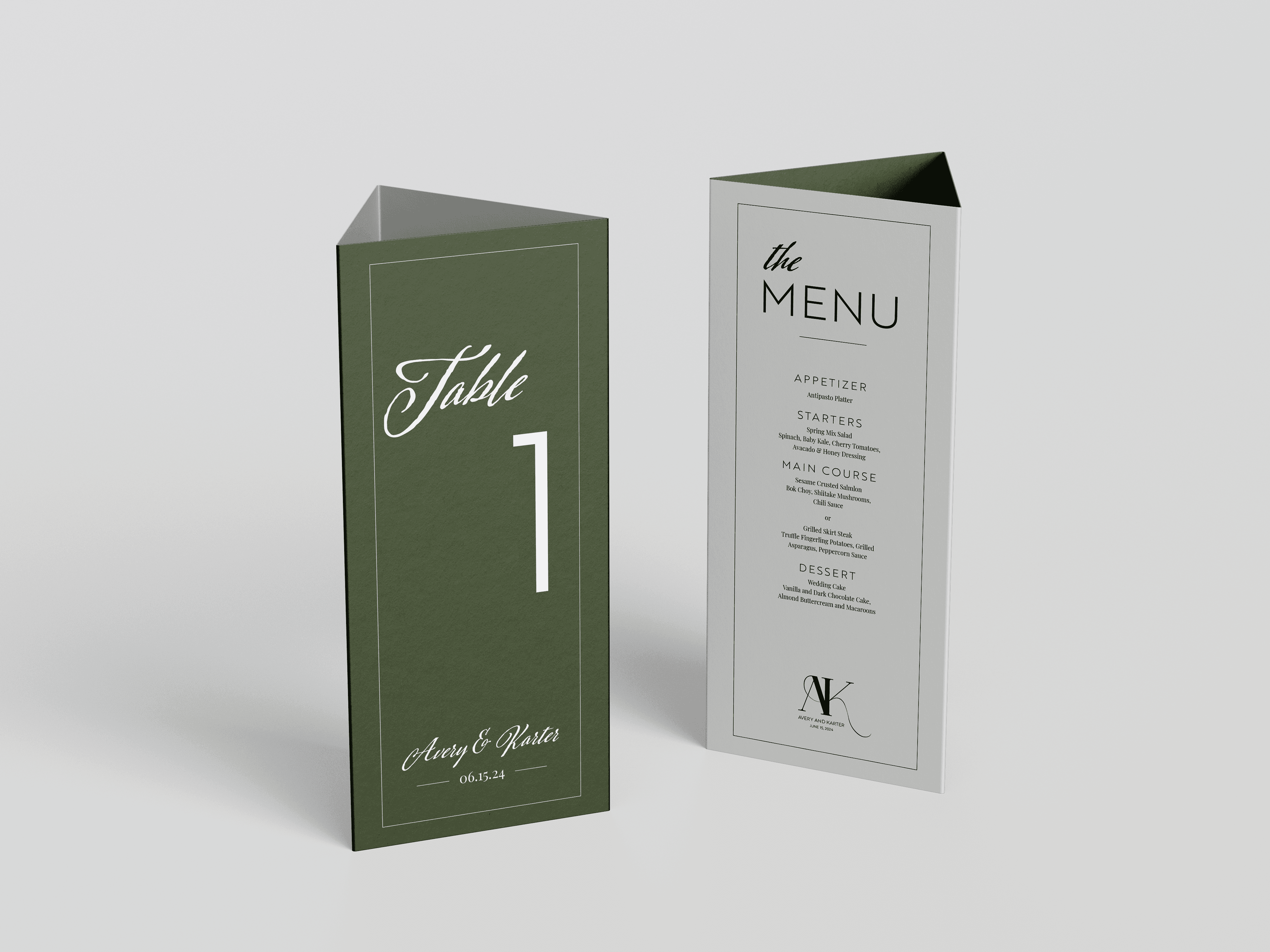 Wedding Table Number & Menu