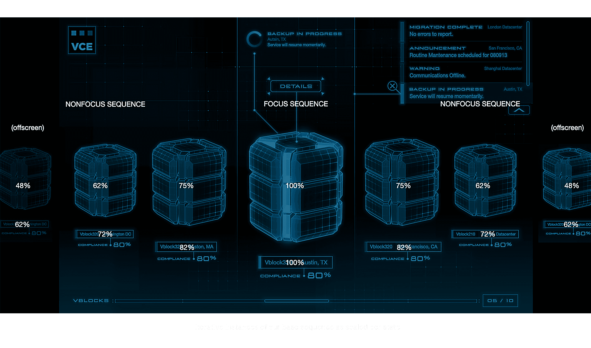 Behind the scenes image showing working process for an animated interface for VCE