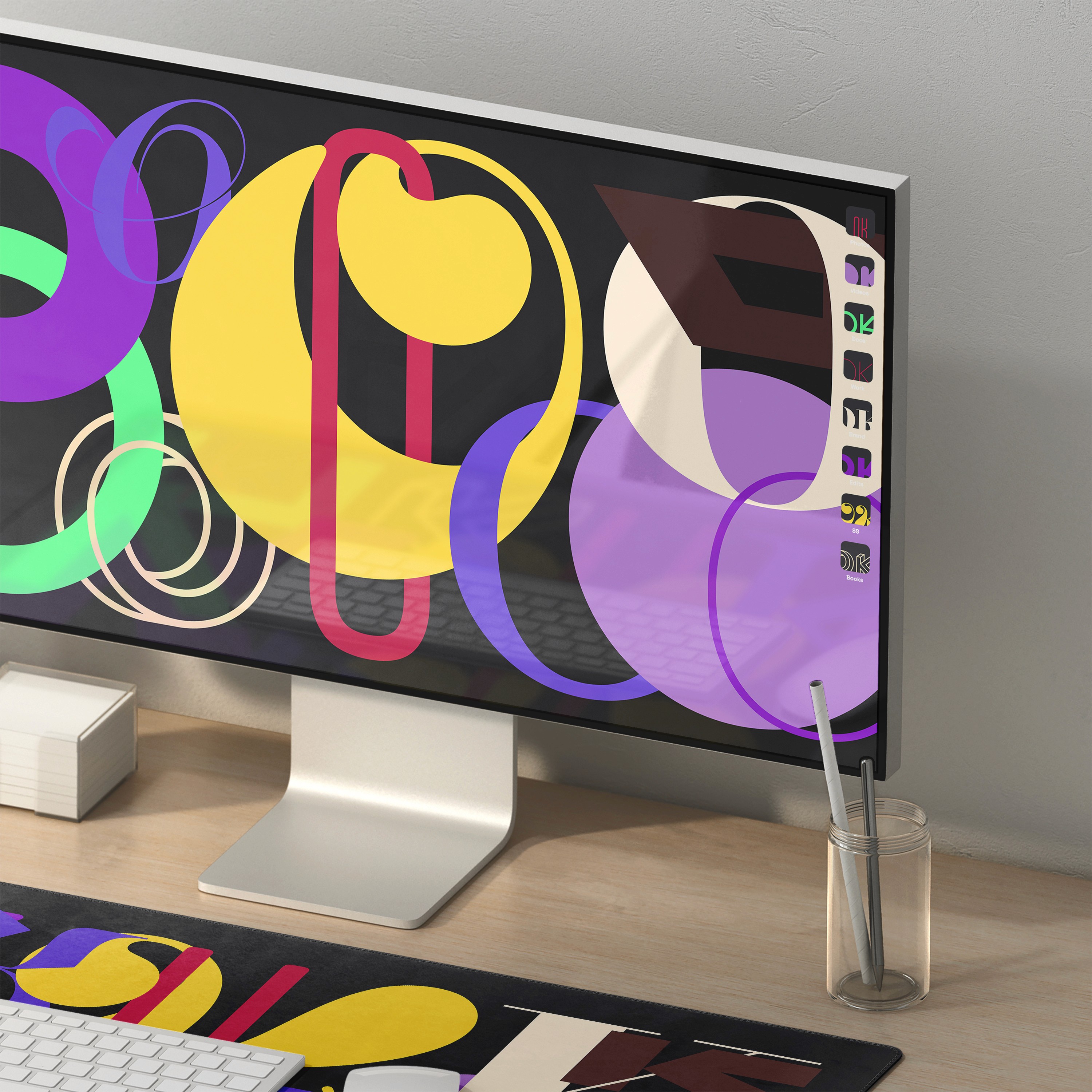 An image of a computer and desk mat