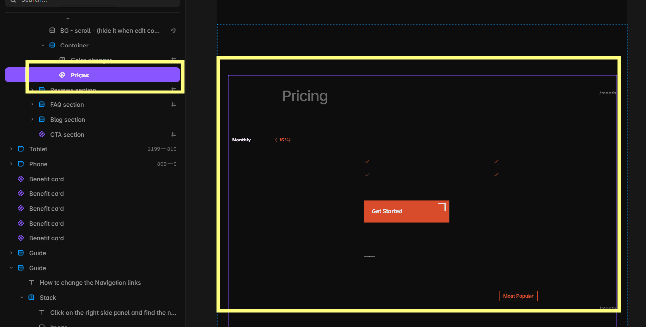 Opening and editing the Tilanium Pricing component