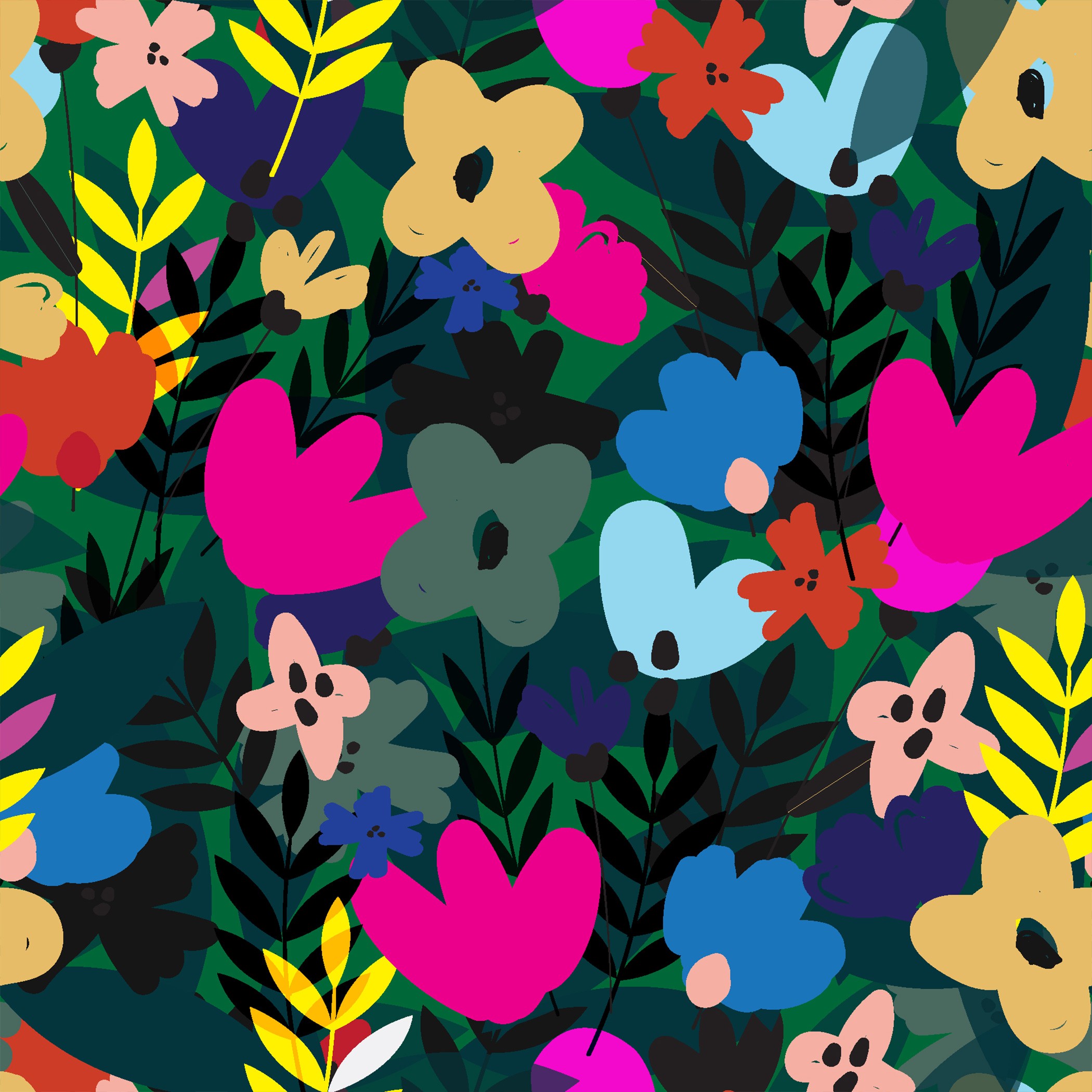 Green multicoloured flowers