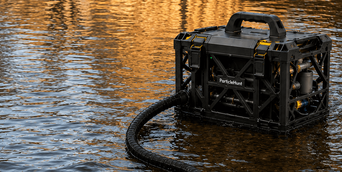 AGM-V1 separator running unattended in a river, intake nozzle deployed
