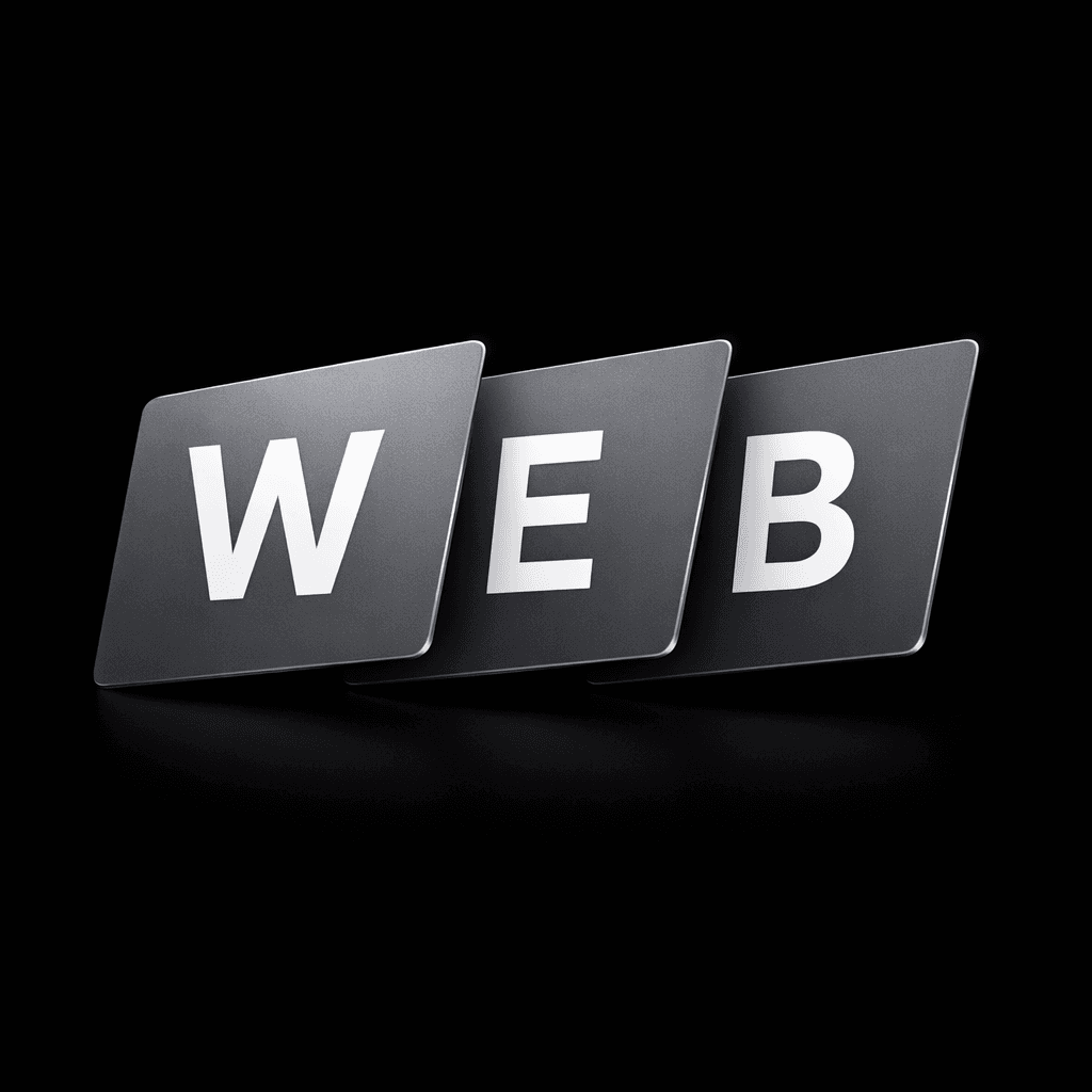 Graphic featuring the word "WEB" in a modern, stylized font on a black background.