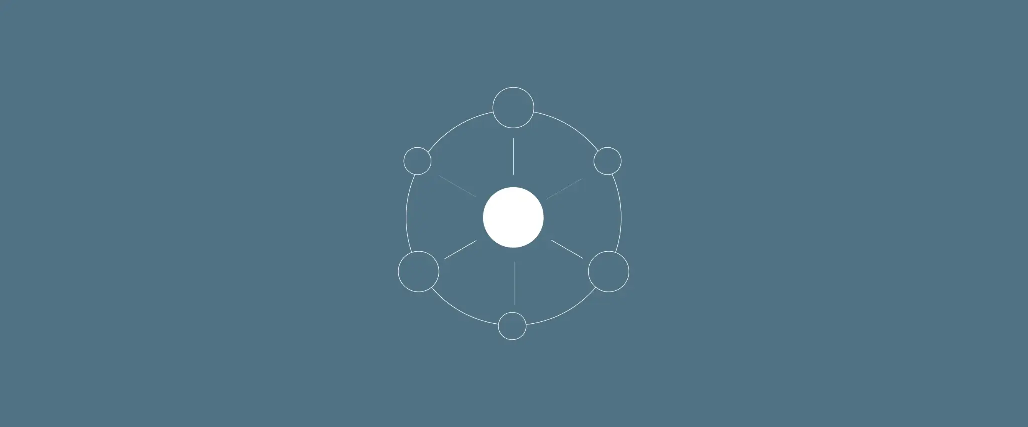 Network diagram with central circle and orbiting circles.