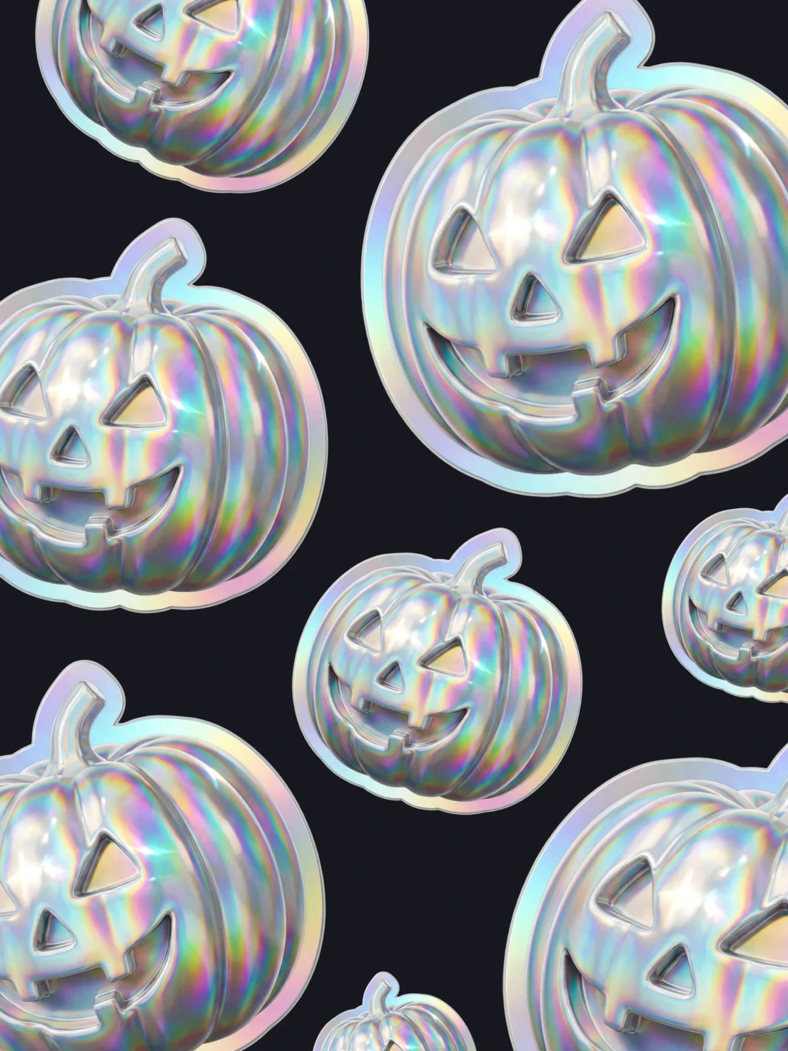 Citrouilles d’Halloween en 3D avec une texture irisée