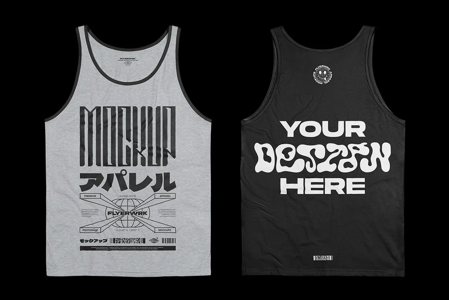 Bella+Canvas 3480 Tanktop Wrinkled mockup showing front and back design preview