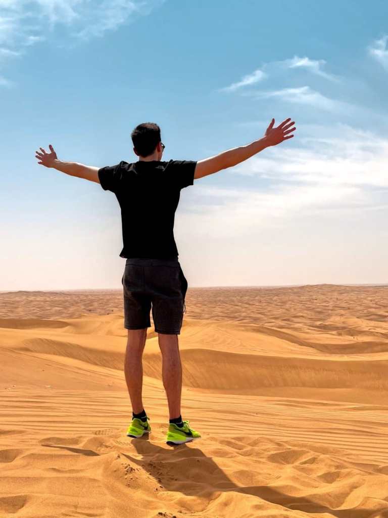 chris in the desert, dubai