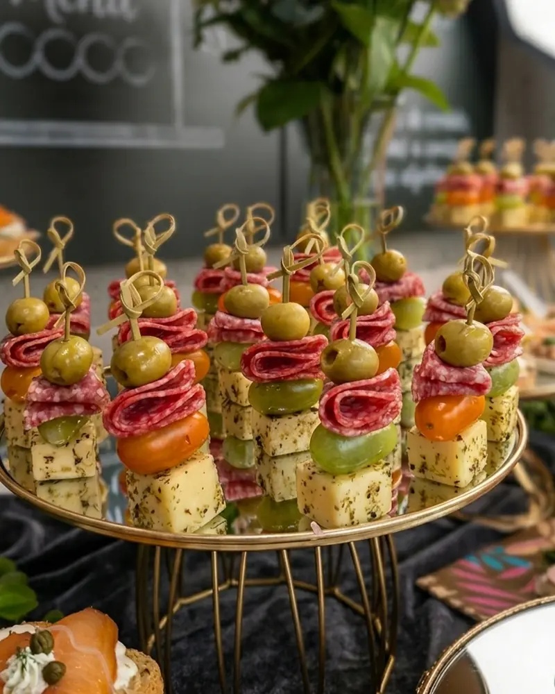 Catering de Coffee Break Gourmet con tapaditos de colores, mini macarons y repostería fina en Santiago.