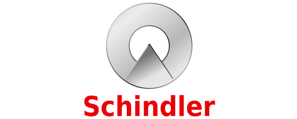 Schindler logo, highlighting a transition from Excel reporting to centralized Power BI consulting with CaseWhen Consulting.