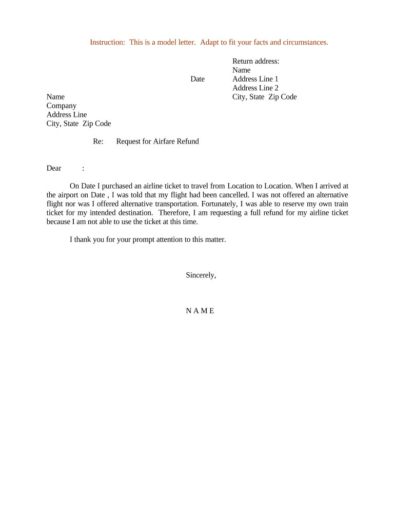 How to Get Refund for Cancelled Flight - step send formal written