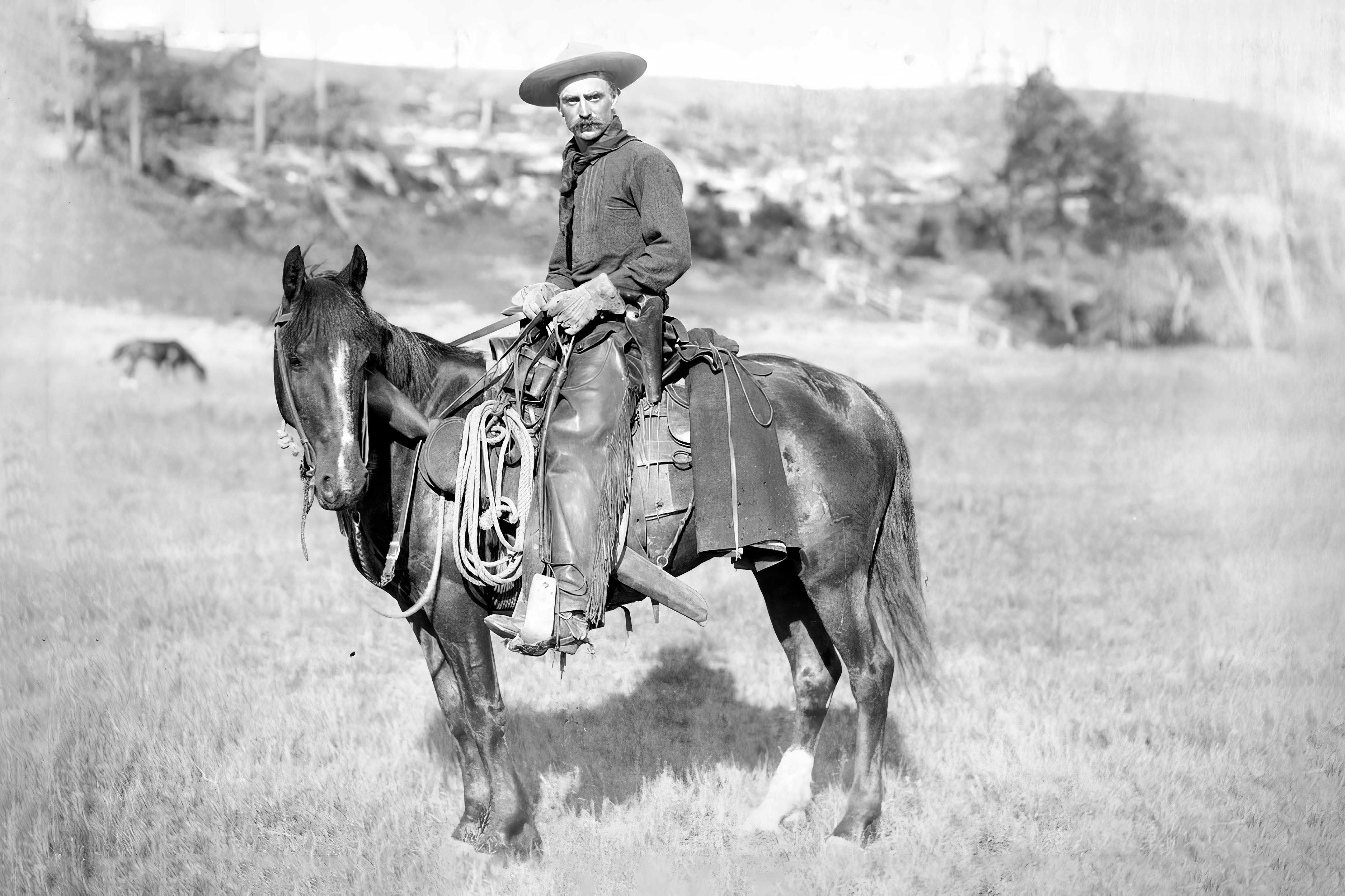 Folk Fable AI film photo of 1950's cowboy print