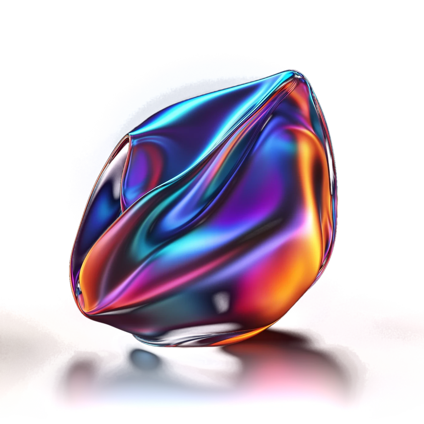 Folded iridescent chrome form