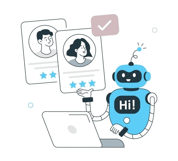 An illustration of AI technology being utilized in the hiring process for med tech jobs.
