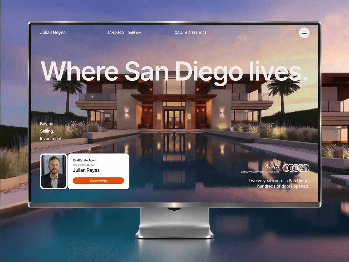 Image of a real estate agent website template