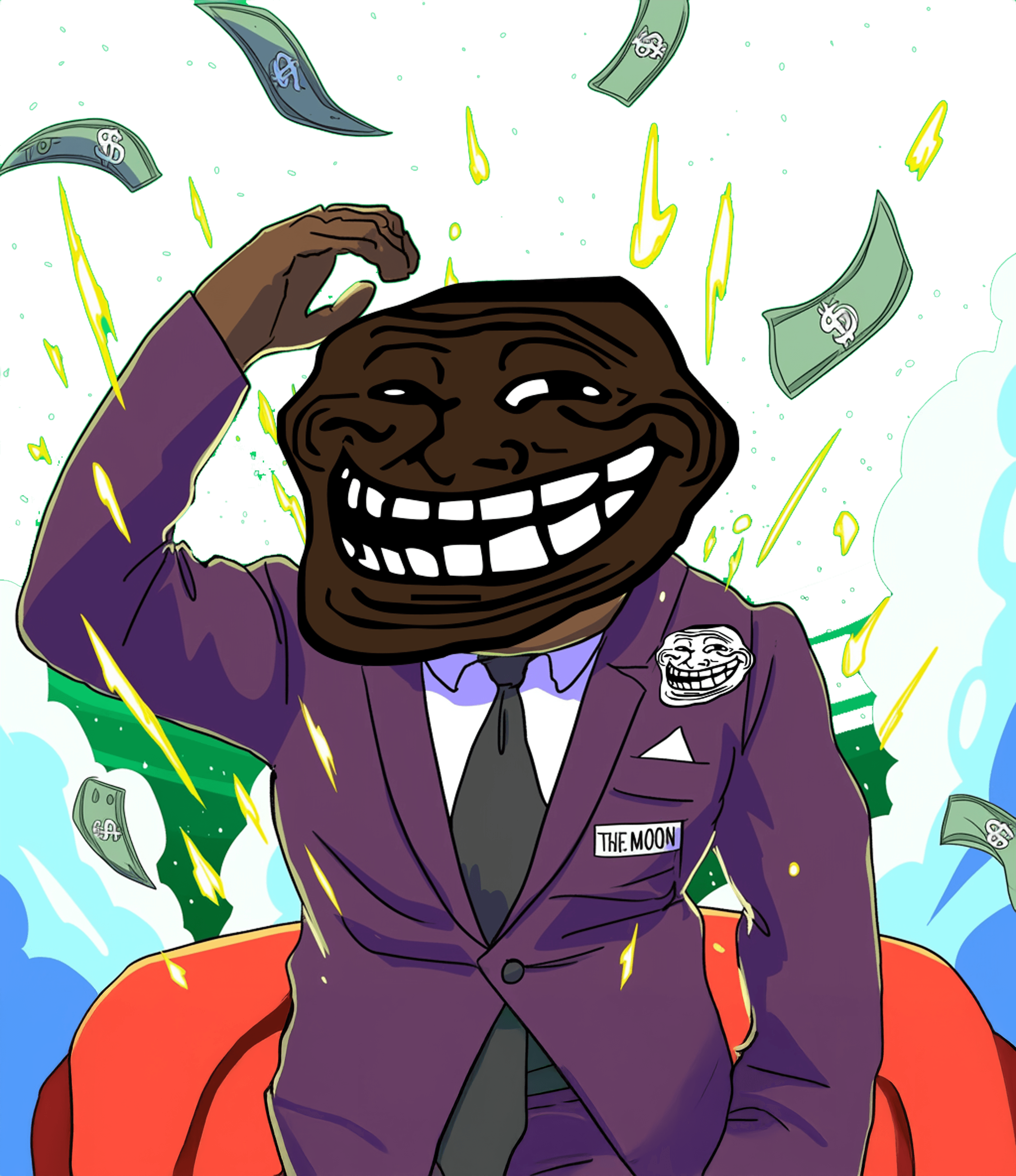 illustration of a purse shaped character holding coins