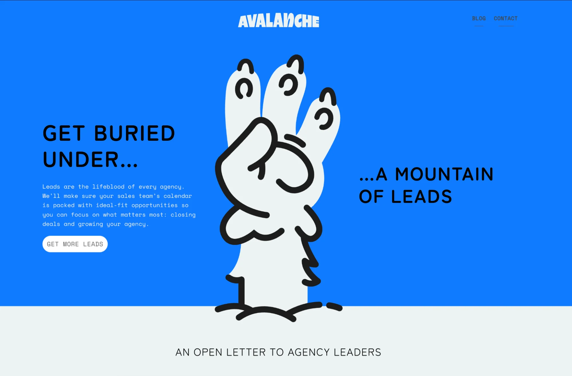 Avalanche Outbound homepage: Clay-certified outbound agency