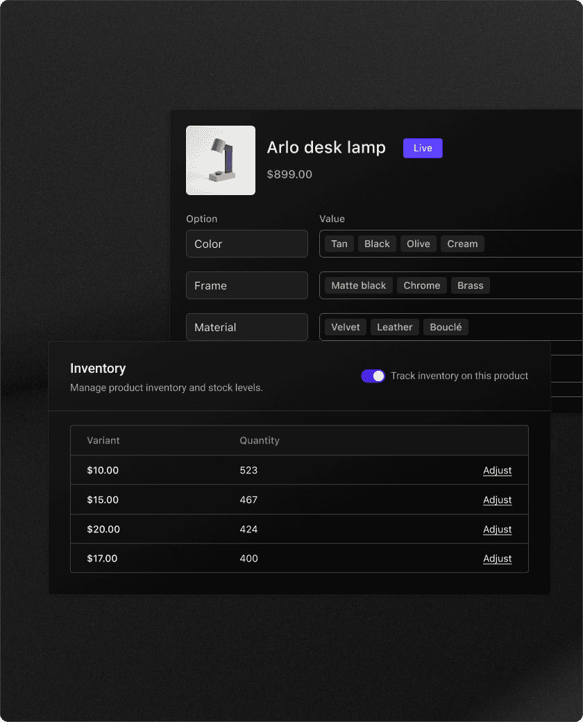 Products, variants & inventory