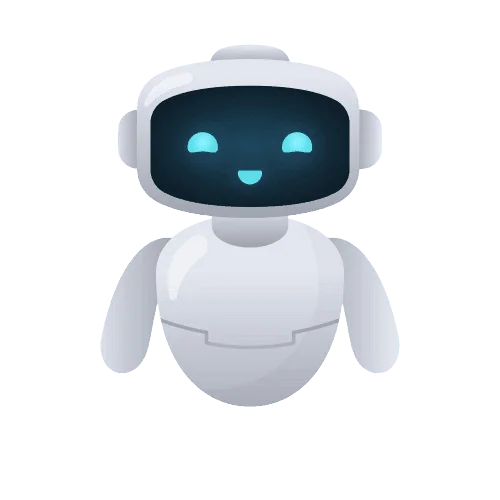 A smiling robot with a rounded body