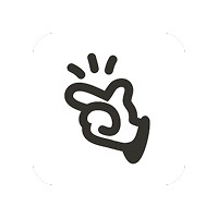 Black hand icon snapping fingers on a plain white background.
