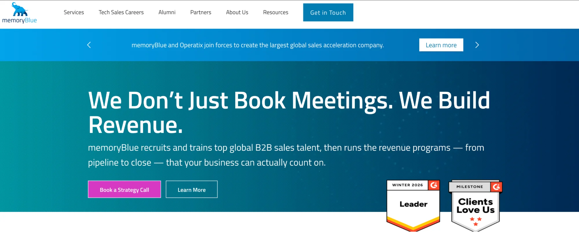 memoryBlue homepage: outsourced SDR teams for tech and SaaS companies
