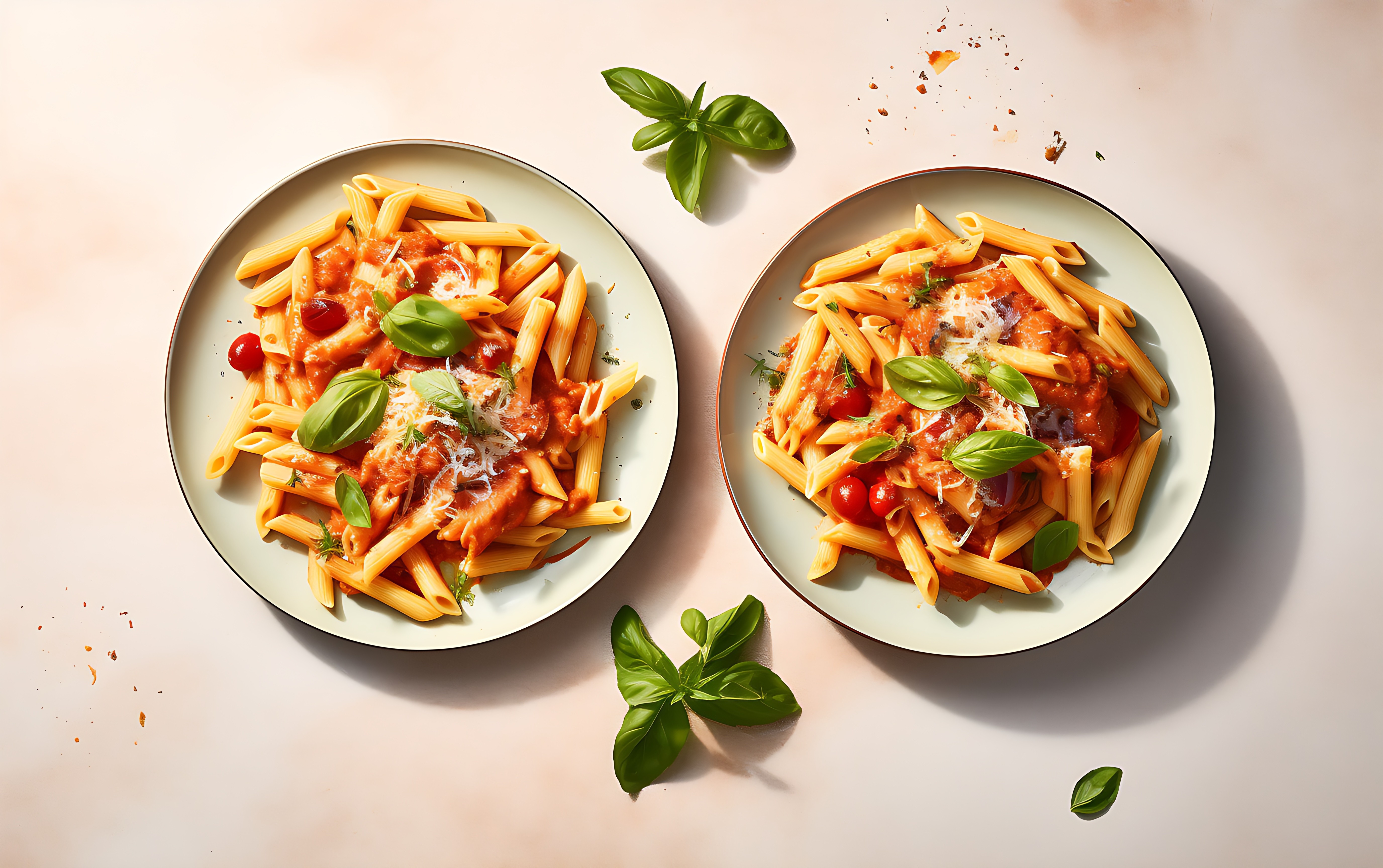 Top view of Pasta beautifully arranged