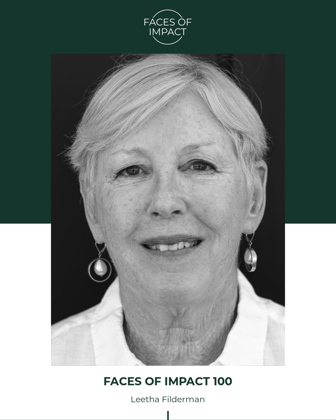 Faces of Impact 100 Honoree - Leetha Filderman - Black and White Portrait by Artem Shestakov