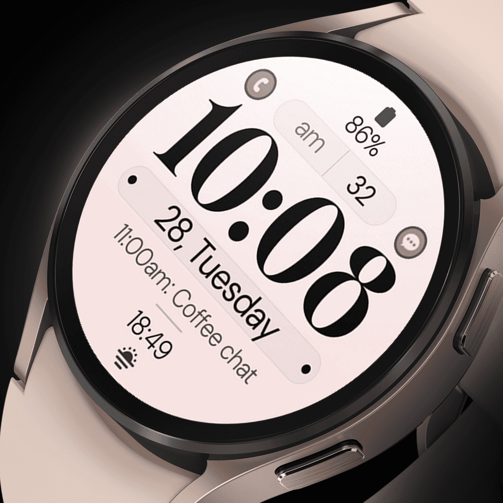 Galaxy watch displaying a digital watch face