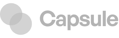 Logo design of a capsule with a prominent circle at its center, representing connection.