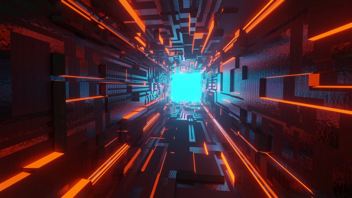 Campaign performance analysis — glowing orange light tunnel on a dark background