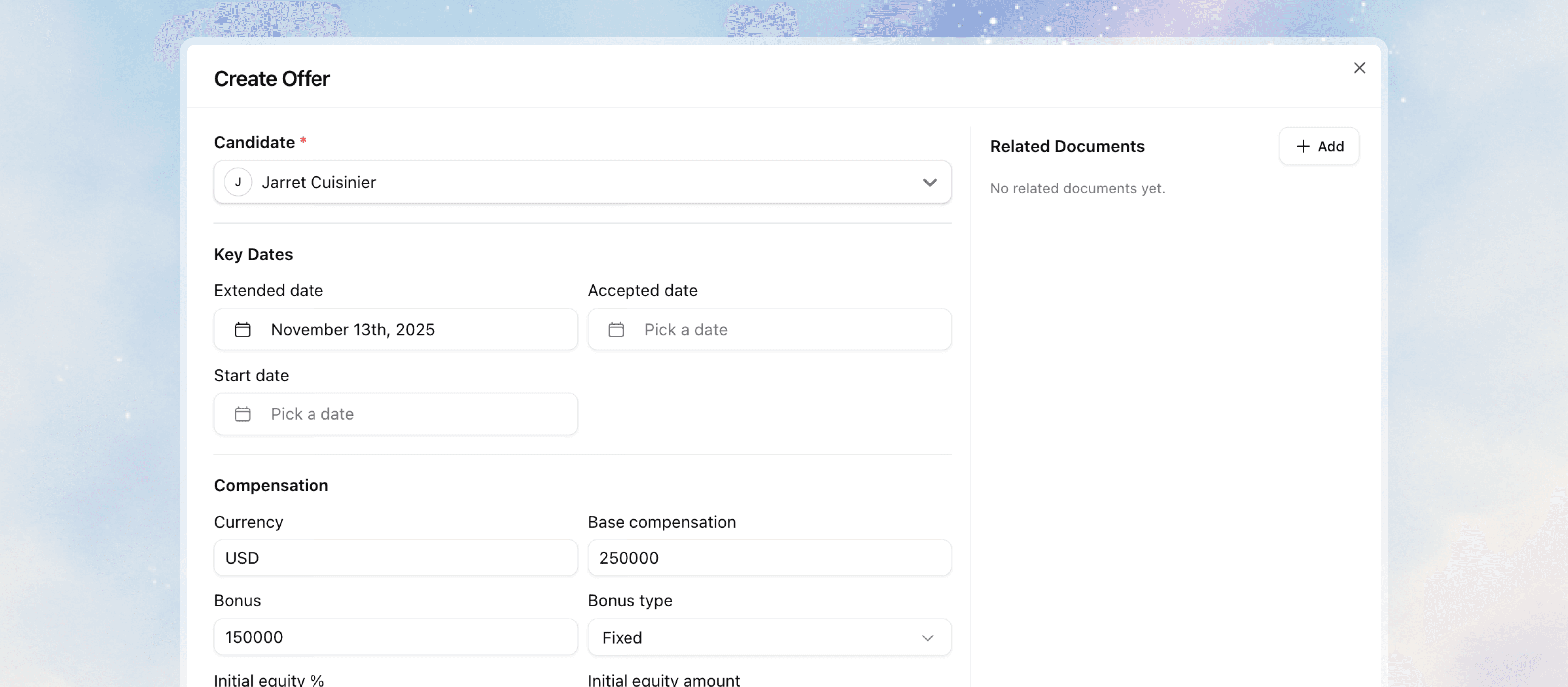 stardex ai ats + crm product update | manage job offers and compensation feature