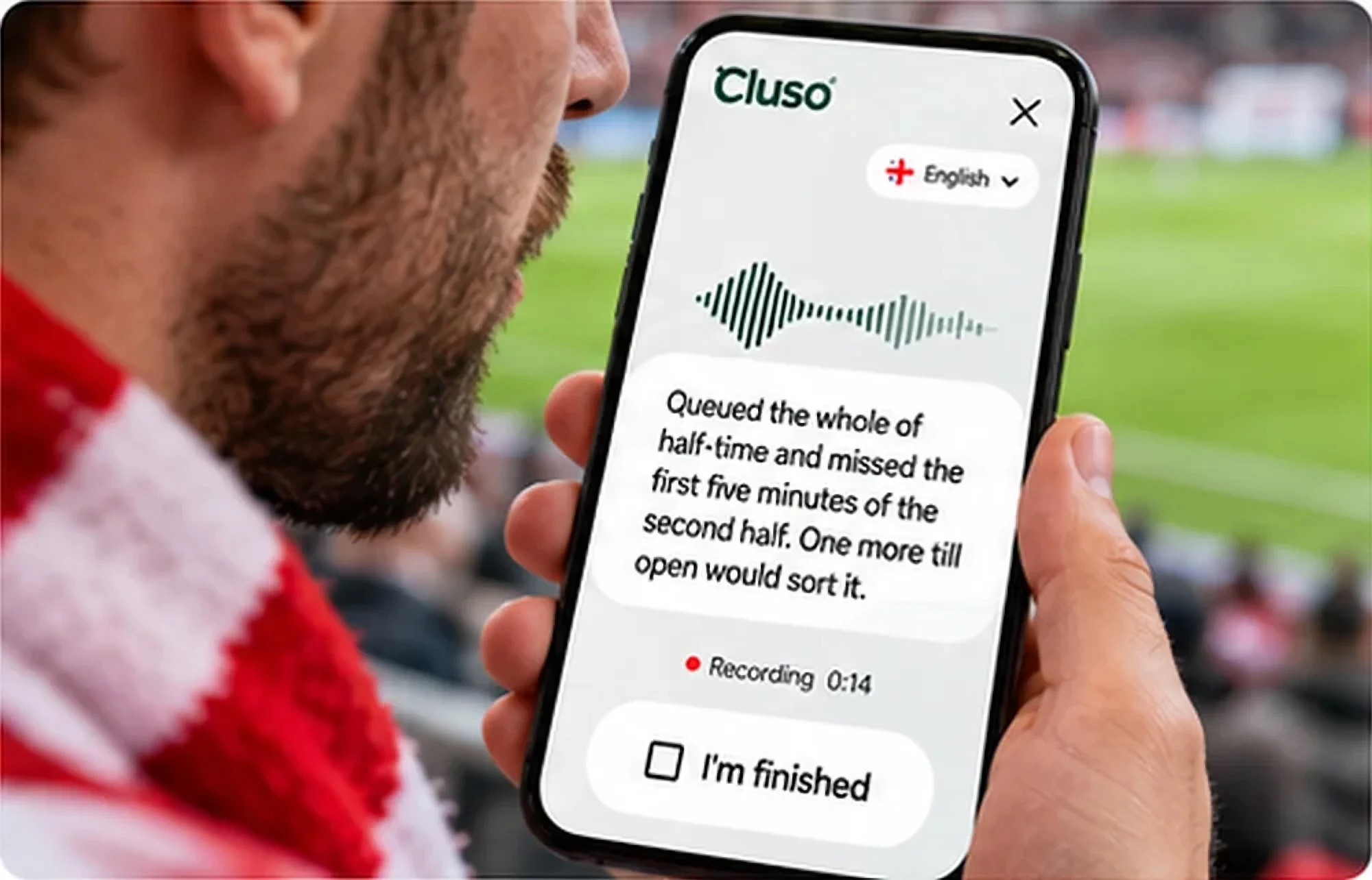 He records a 14-second voice note.