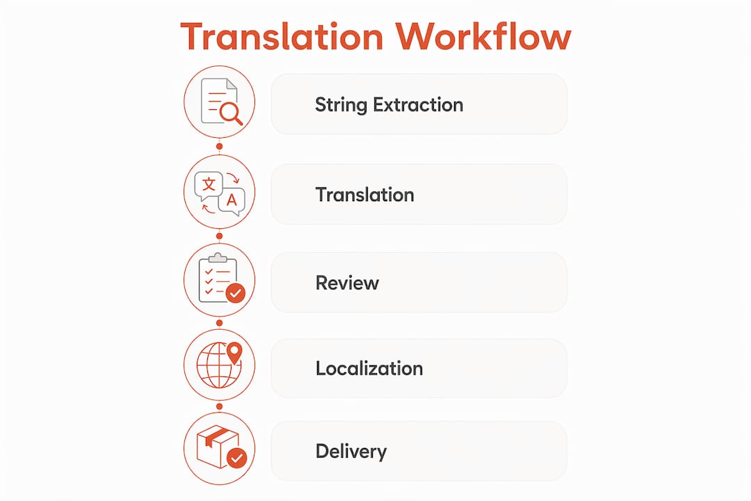 Infographic showing translation workflow steps