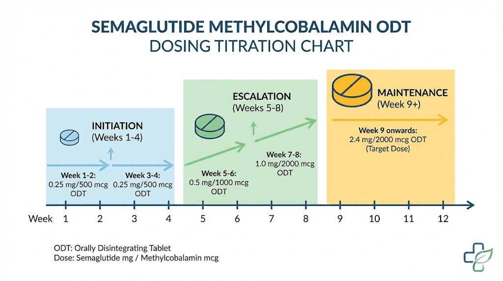 Semaglutide methylcobalamin ODT dosing titration schedule