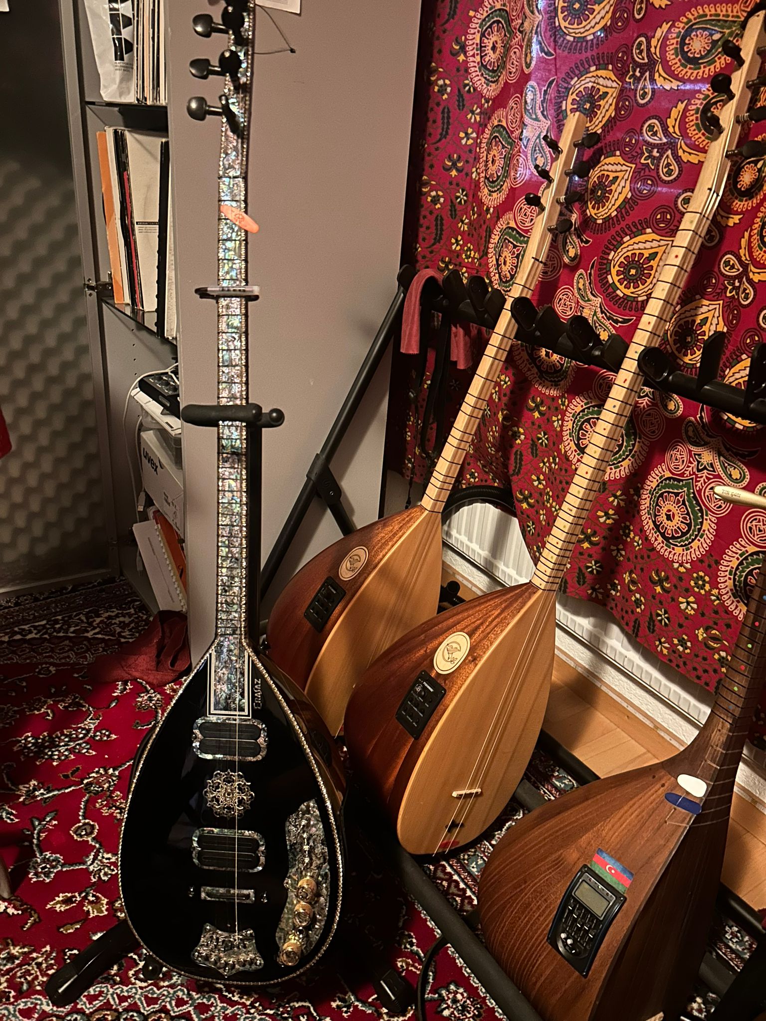 Surreal portrait of man with kaleidoscope effect and neon lighting