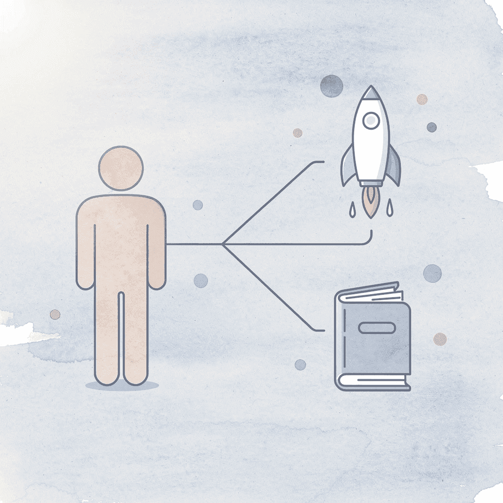  Clock icon splitting into slow reading versus fast AI analysis paths