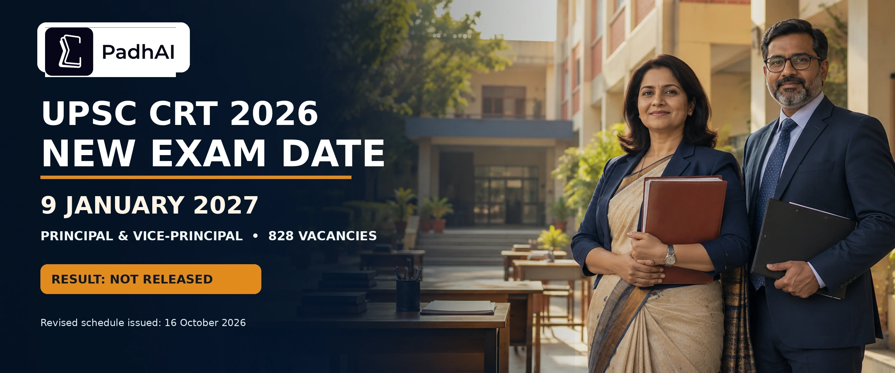 UPSC CRT 2026 new exam date for Principal and Vice-Principal recruitment