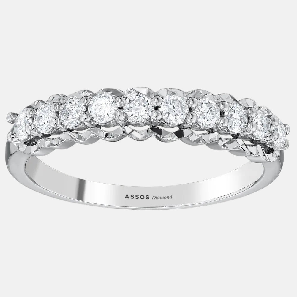 0.20 Karat G SI2 Pırlanta Yarım Tur 14 Ayar Beyaz Altın Yüzük