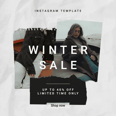 Winter Sale Fashion Torn Paper Style Instagram Post Template