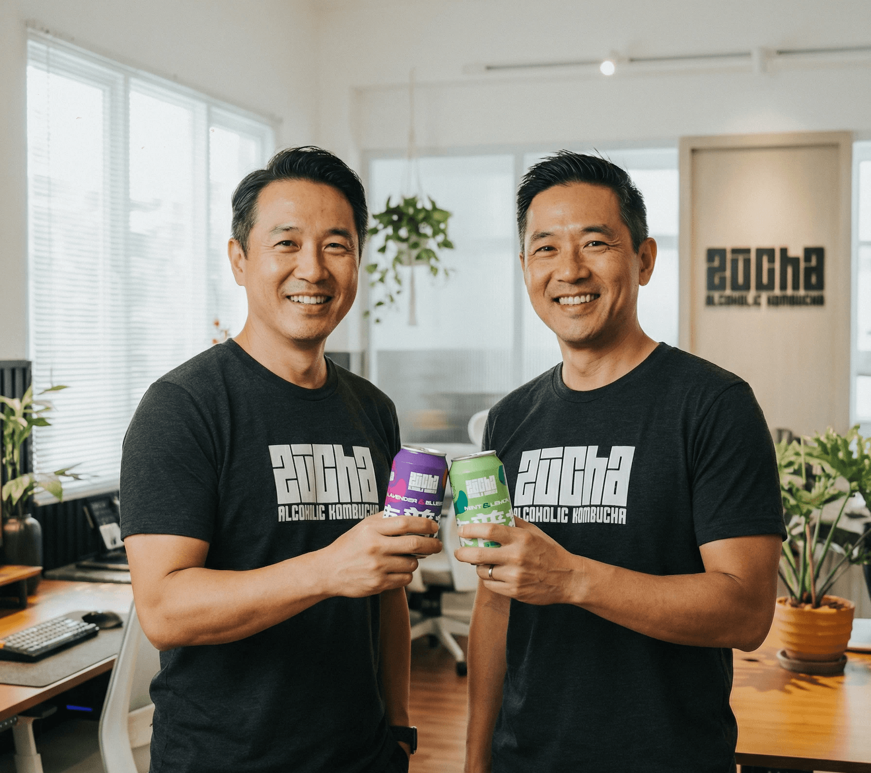 Close-up portrait of a freckled woman with soft pink hair and star earring, natural light, white tank top.