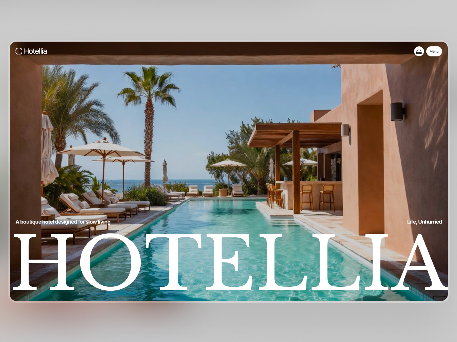 Hotellia — 黑白极简现代旅游酒店网站设计灵感