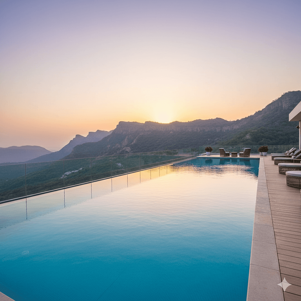 M3M Maple Gurugram luxury pool, Aravalli view